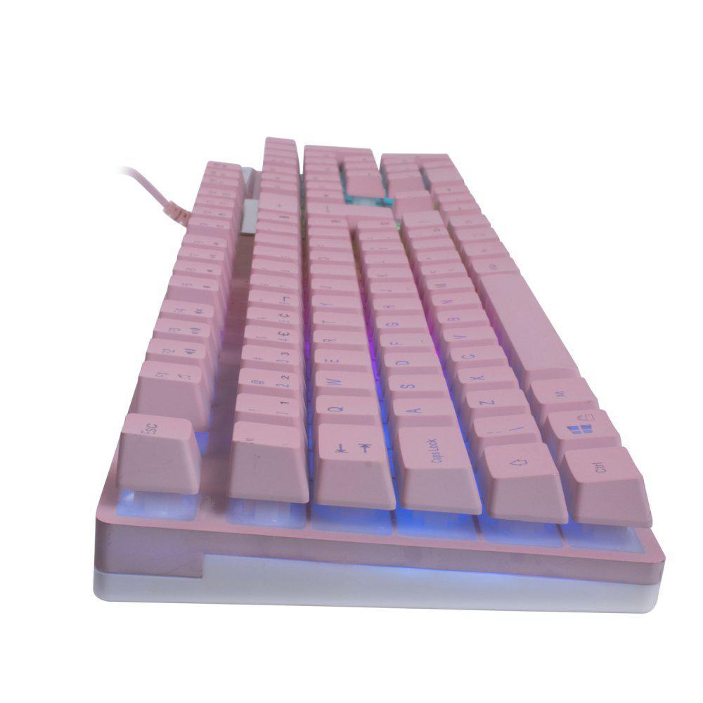 Miniatura Teclado Gamer Prismatic Pink Semi Mecânico Comando Voz Oex