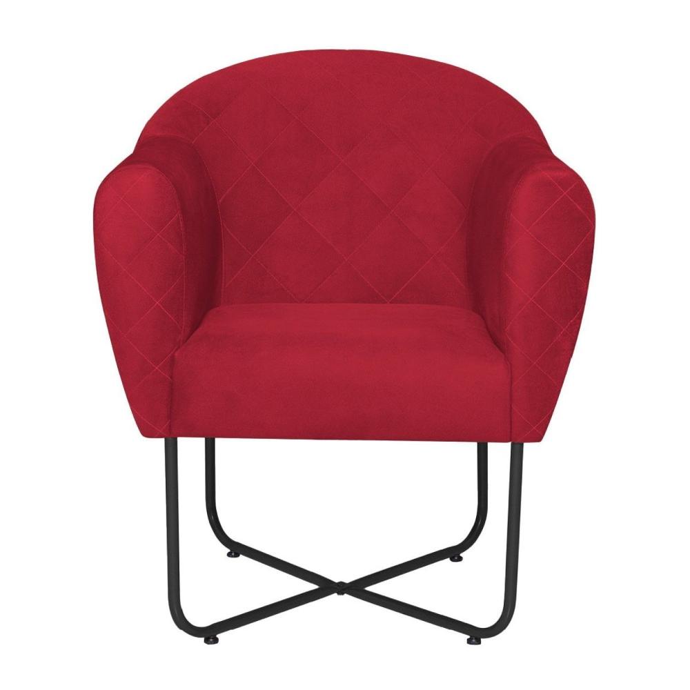 Miniatura Poltrona Herrera Base X Preta Suede Vermelho