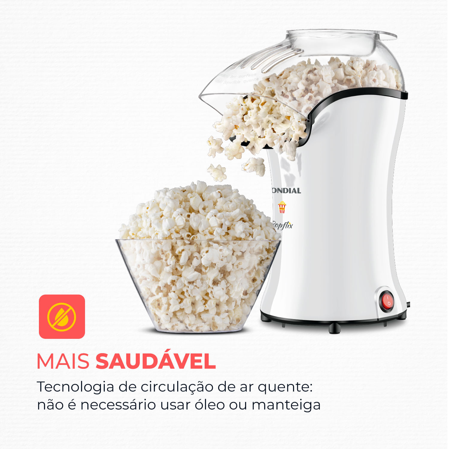 Miniatura Pipoqueira Mondial  Popflix PP-04 PIPOQUEIRA-127V-BRANCO