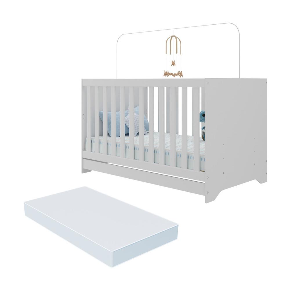 Miniatura Berço Americano 3 em 1 com Colchão Incluso Multimóveis MP0527PA Branco