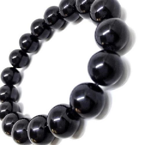 Miniatura Pulseira Masculina De Pedra Turmalina Negra 12 Mm