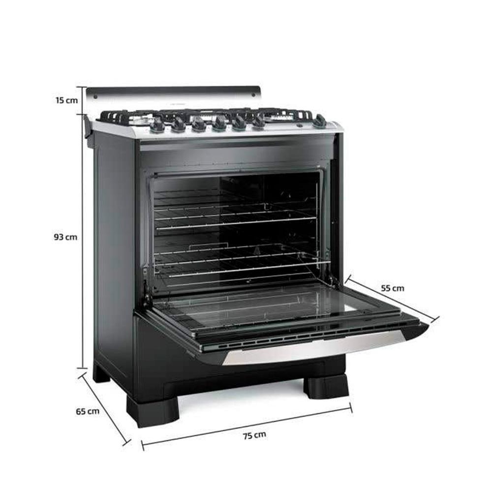 Fogão Mueller 5 Bocas Decorato Gourmet Preto Fosco Com Timer E Tripla Chama Preto Fosco Bivolt