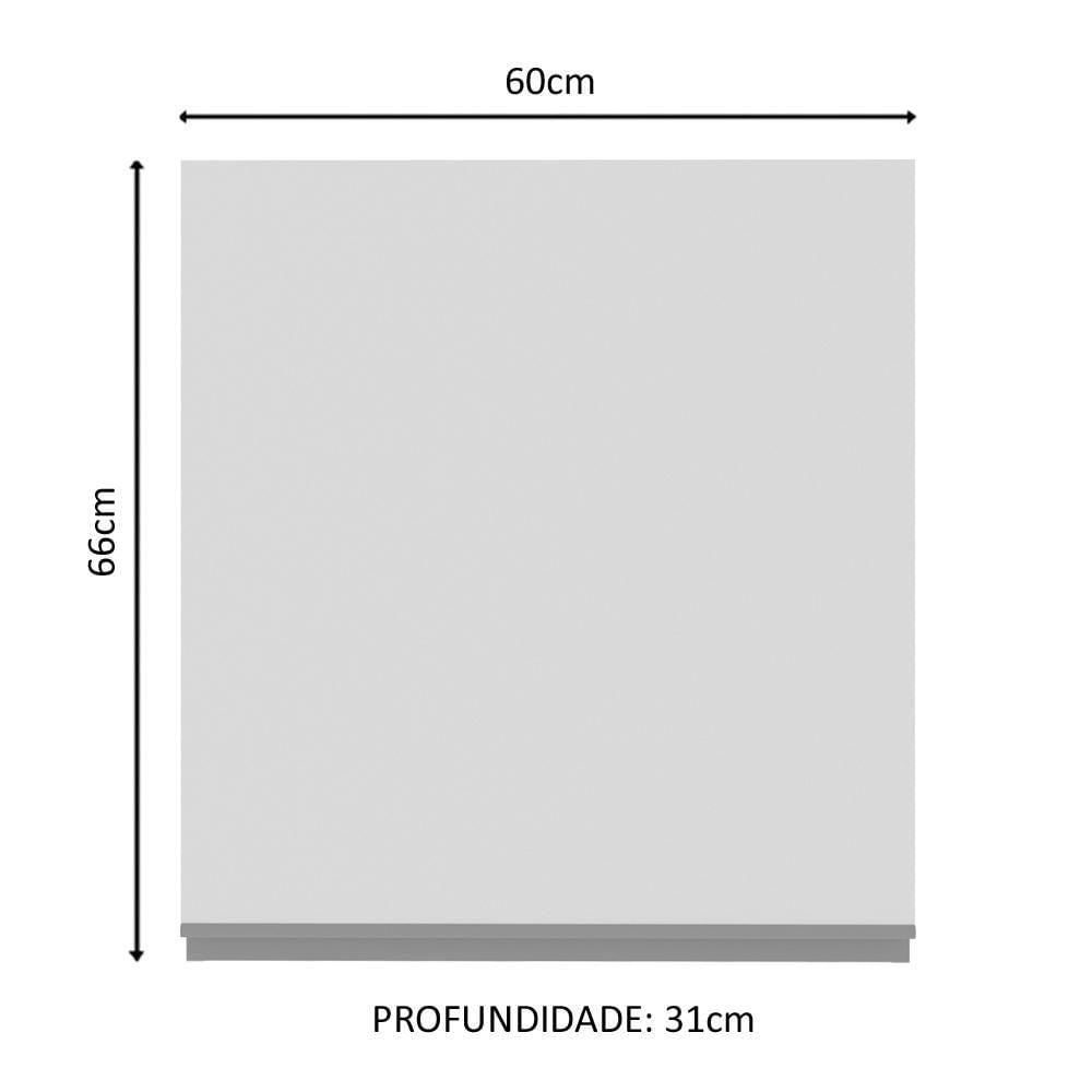 Armário Aéreo Madesa Acordes Glamy 100% MDF 60 cm 1 Porta Branco