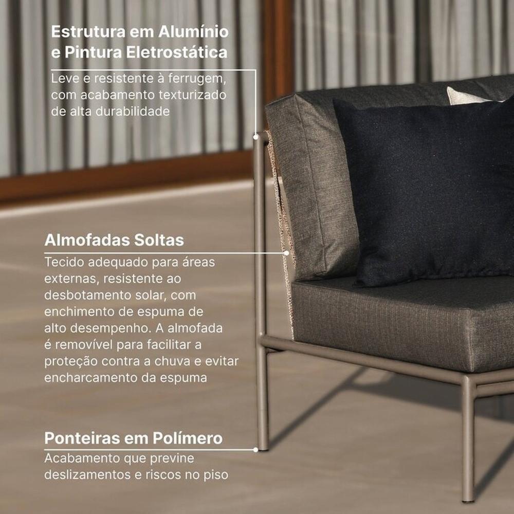 Conjunto Jardim e Varanda 1 Chaise 1 Sofá 1 Puff 1 Mesa Lateral 70cm Refúgio Cabecasa Madeiramadeira Champanhe/Cinza Mesclado