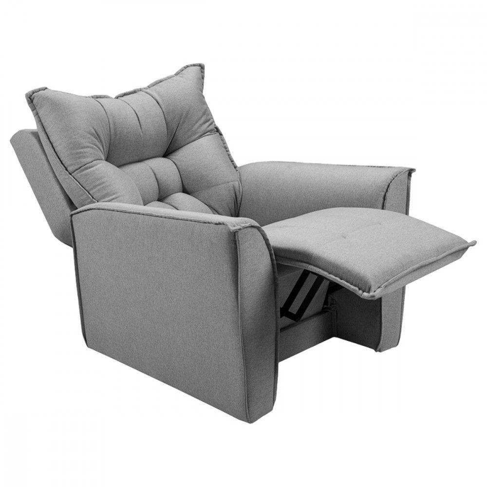 Miniatura Poltrona Reclinavel Do Papai Para Sala King Linho Chumbo Chumbo