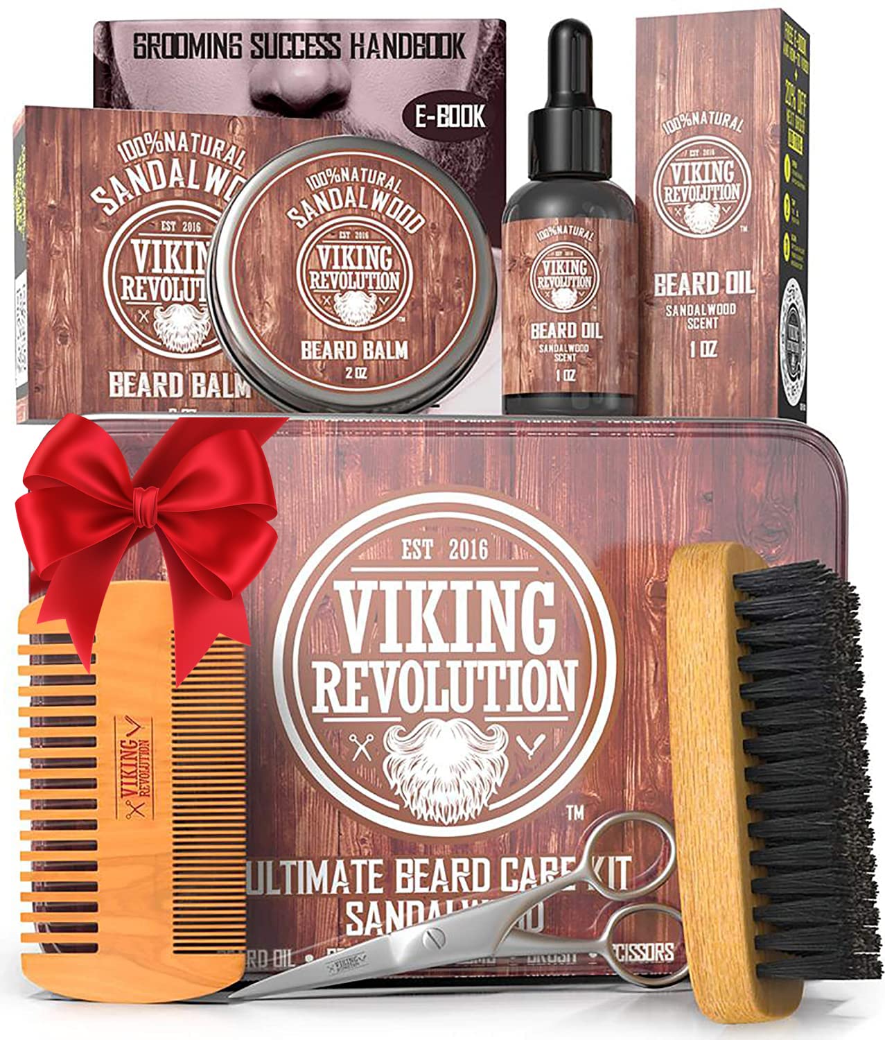 Miniatura Revolução Viking Kit para Barba Profissional Portátil com Ce ra e Pente 5 Itens