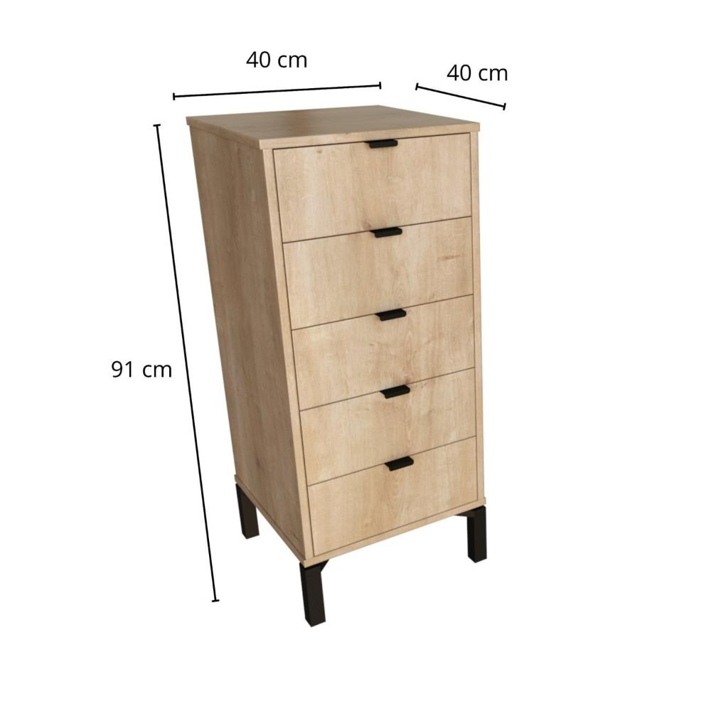 Miniatura Cômoda Falkk Queens 5 Gavetas 40cm Amadeirado