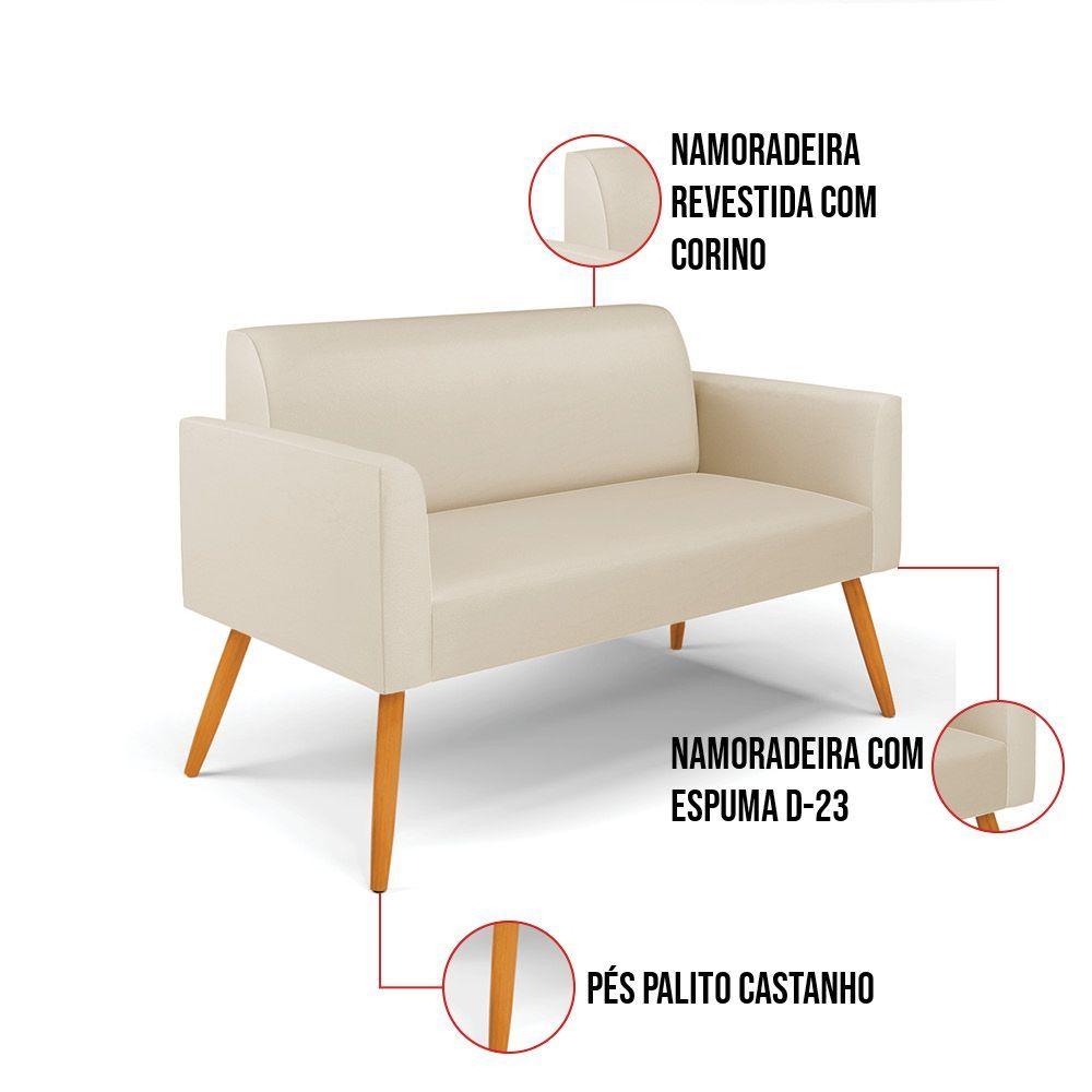 Miniatura Sofá Namoradeira Com 2 Poltronas Pés Palito Castanho Marisa Corino Bege D03 - D'rossi
