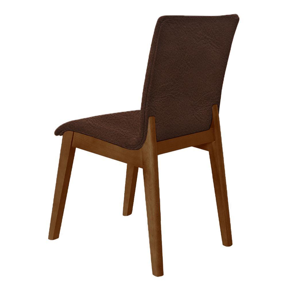 Miniatura Kit 2 Cadeiras De Jantar Diamante Estofada Em Tecido Sintético Caramelo Base Madeira Maciça Imbuia