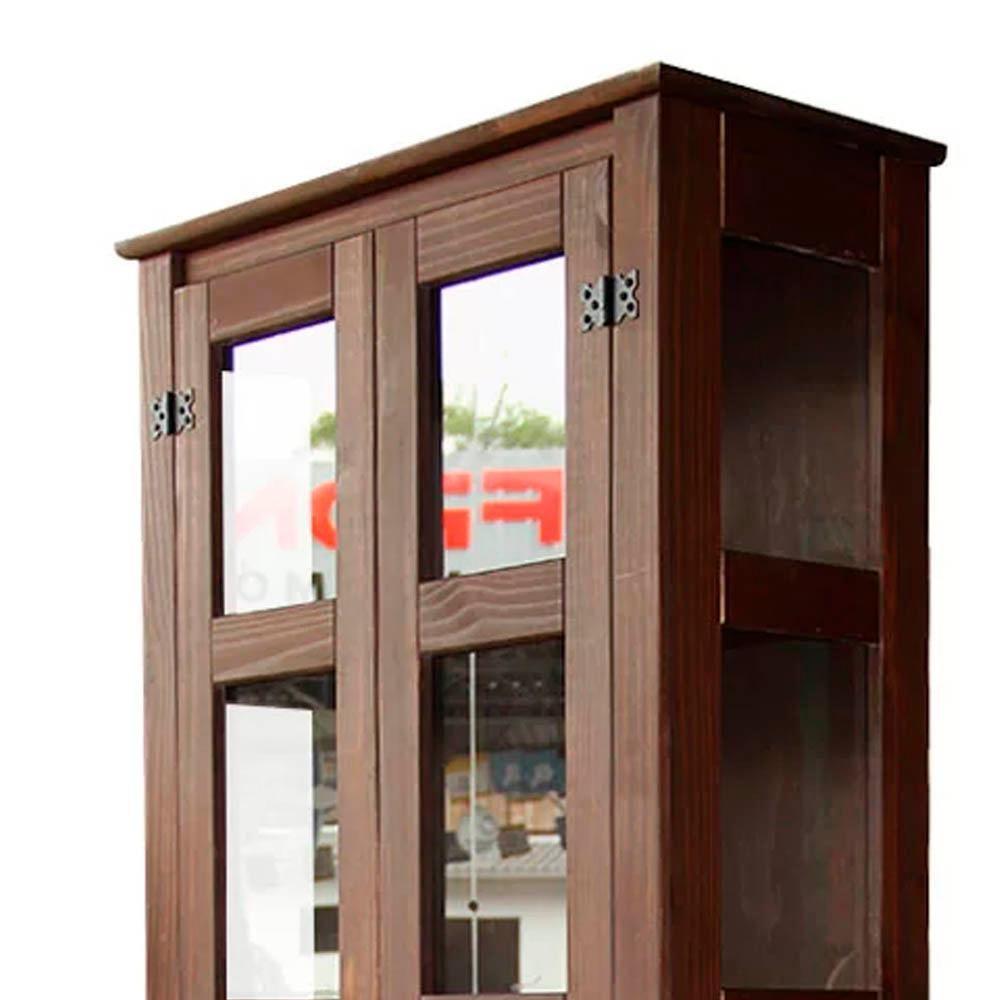 Miniatura Cristaleira Madeira Maciça Retrô 2 Portas Vidro Lateral Imbuia D113vl Shop Jm