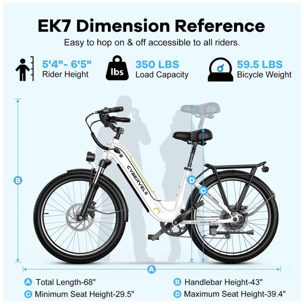 Bicicleta Elétrica Cybervelo EK7 1000W, 128 km de autonomia, suspensão ajustável, tela LCD, 26", verde