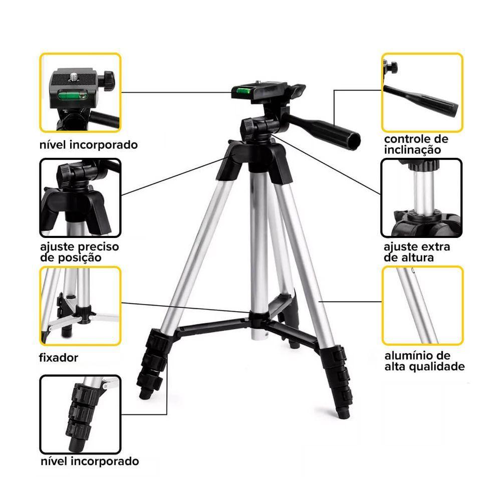 Miniatura Kit Mini Nível Laser 20m Com Tripé 2 Linhas E Bateria Recarregável