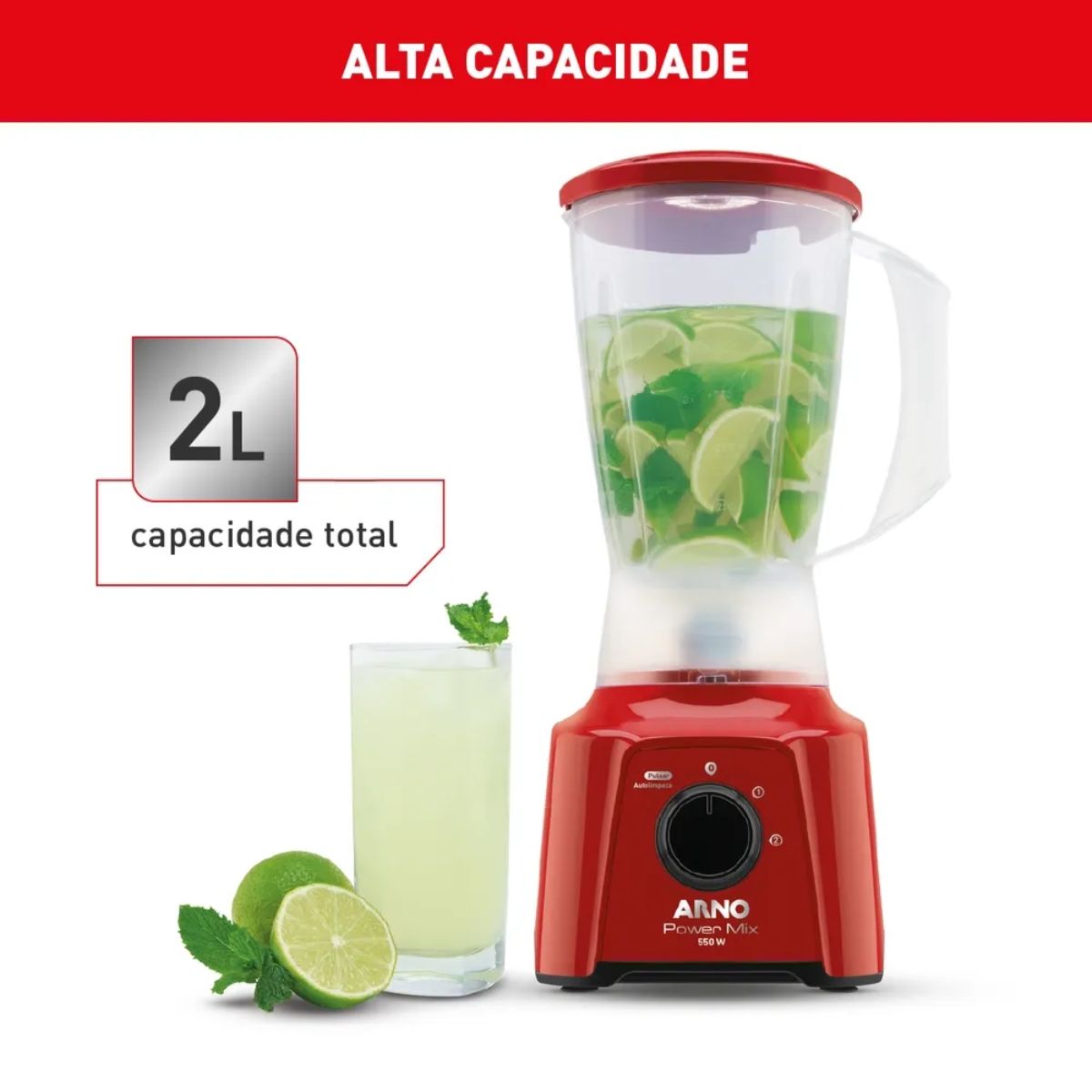 Miniatura Liquidificador Arno 550W Power Mix Vermelho LQ11 110v 110V