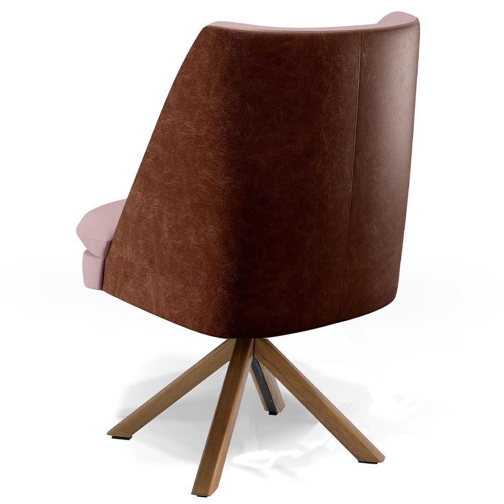 Miniatura Poltrona Base Giratória Veludo Rosê C-305 Corano Marrom B-38