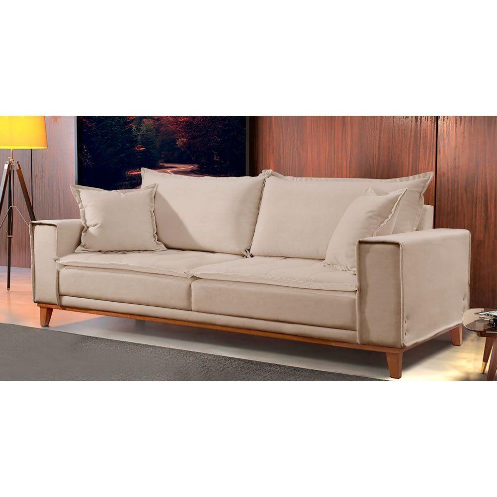 Miniatura Sofá Fixo Aquiles 2 Lugares Luxo 160cm Castellar Móbile Bege Claro