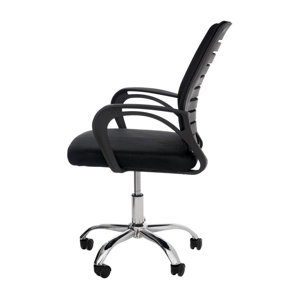 Miniatura Cadeira De Escritório Tela Mesh Zebrada Base Giratória Cromada Altura Ajustável Preta