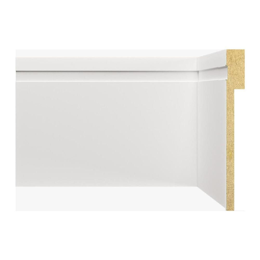 Miniatura Rodapé de Mdf 12cm X 18cm X 180cm Barra de Sobrepor com Friso 1202 Branco