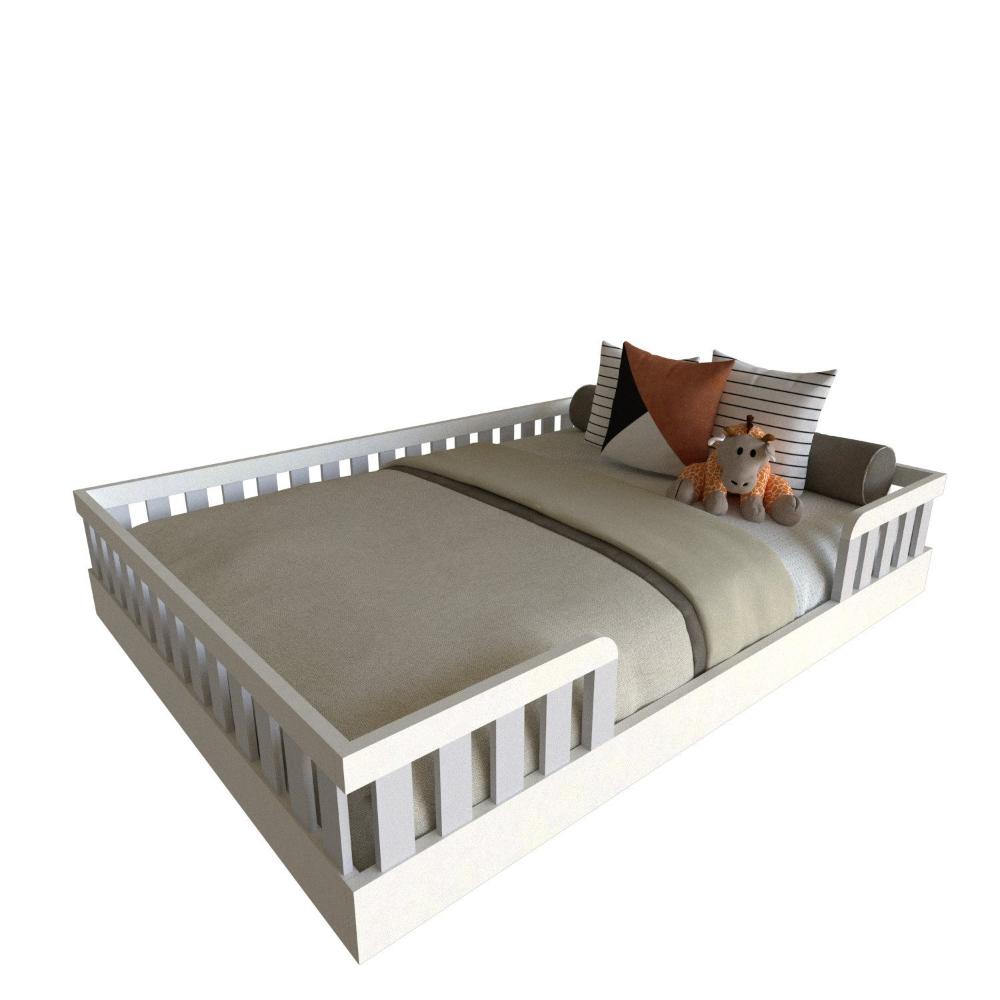 Cama Infantil Montessoriana Casal Sol Yescasa Branco/Cinza Cristal