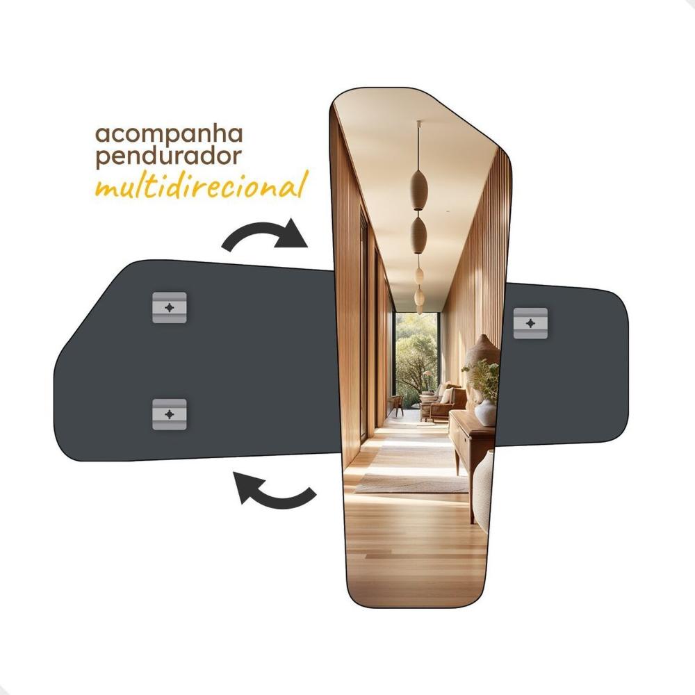 Espelho Grande Decorativo Orgânico Pinterest 60x80 Texas Caramelo