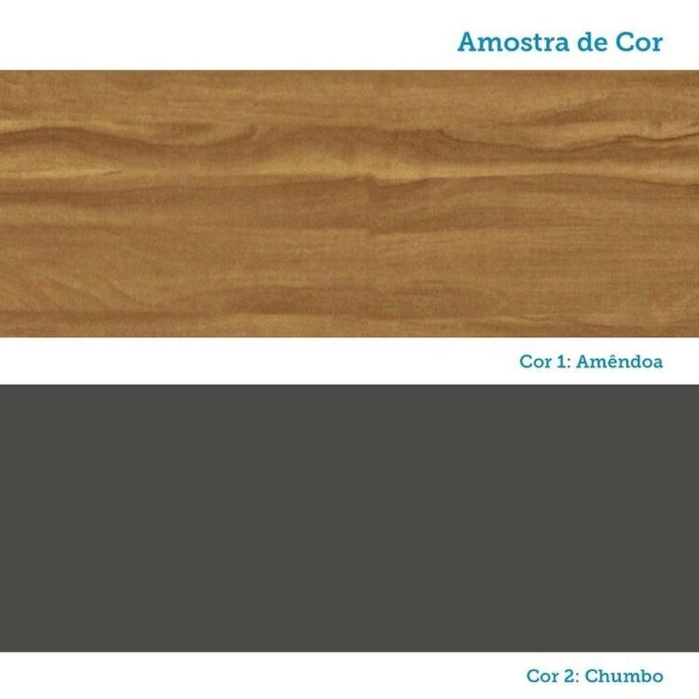 Cozinha Modulada Completa 5 Peças 8 Portas e Vidro Reflecta 280cm 100% MDF Vicenza Espresso Móveis Amêndoa/Chumbo