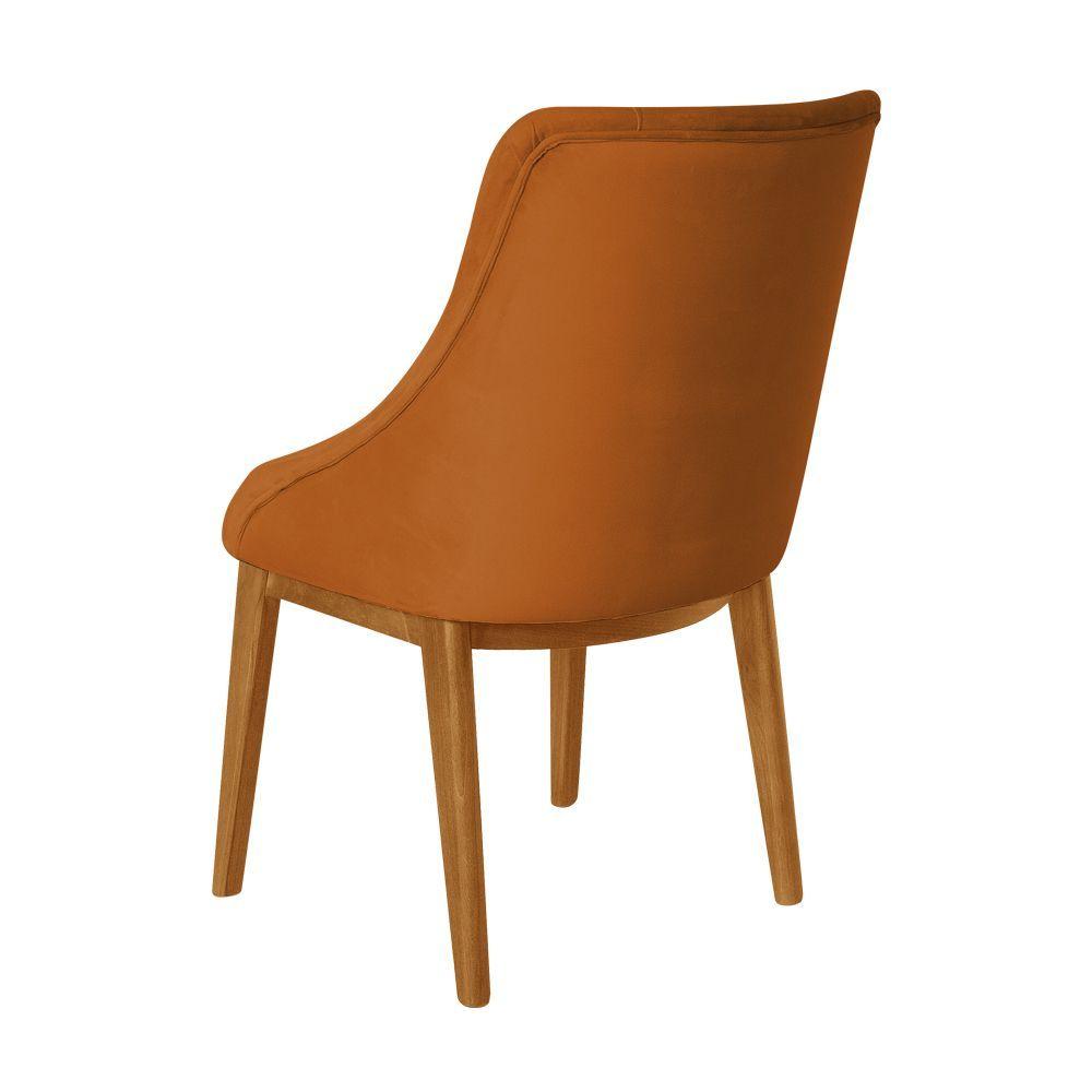 Miniatura Kit 2 Cadeiras De Jantar Elisa Nobre Estofada Capitonê Veludo Terracota Base Madeira Maciça Mel