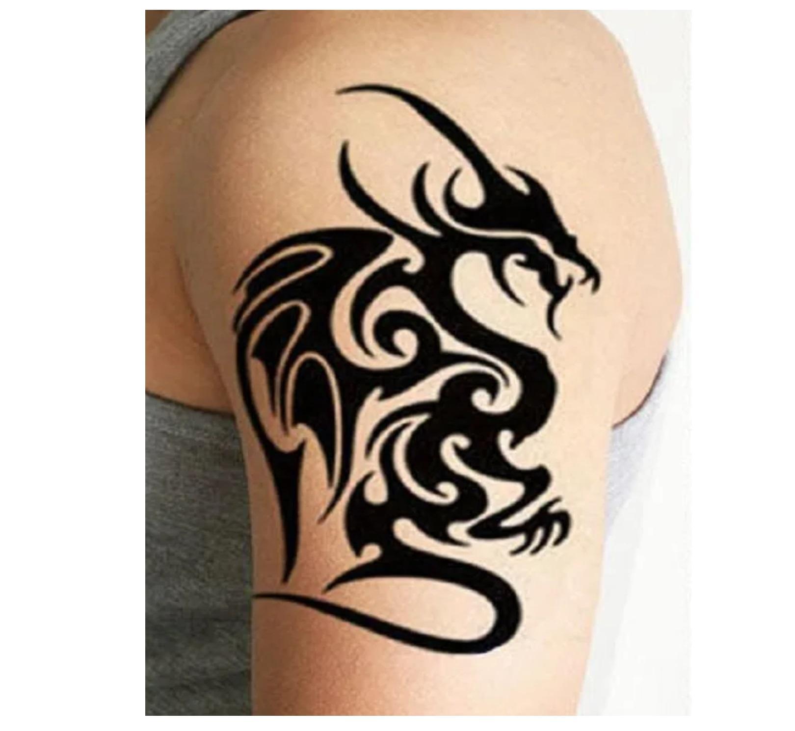 Miniatura Tatuagem Temporária Tribal Dragão Inferno Anjo Mal