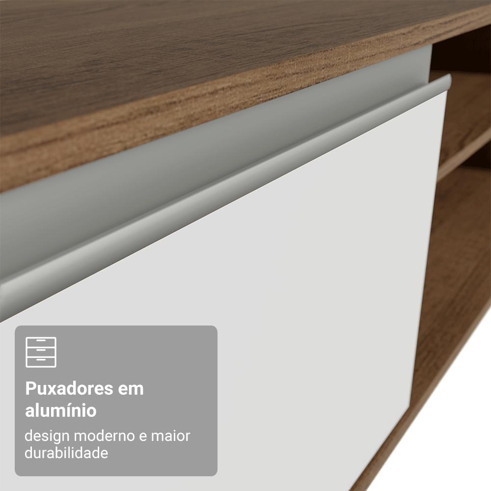 Rack Suspenso para TV até 80 Polegadas 218 cm 2 Portas Rustic/Branco Glamy Madesa