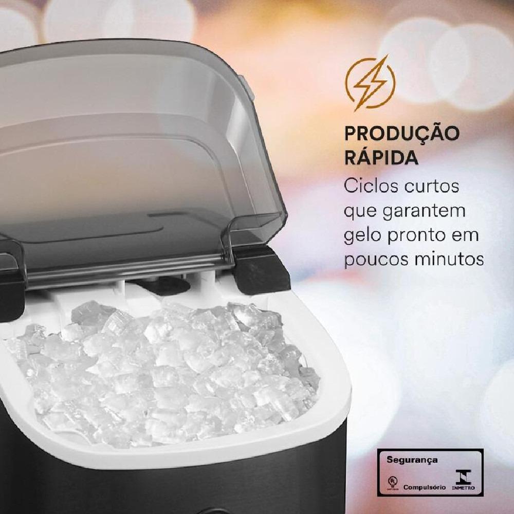 Miniatura Maquina De Gelo 15 Kg Nugget Ice Titanium Preta - Emg05 Eos