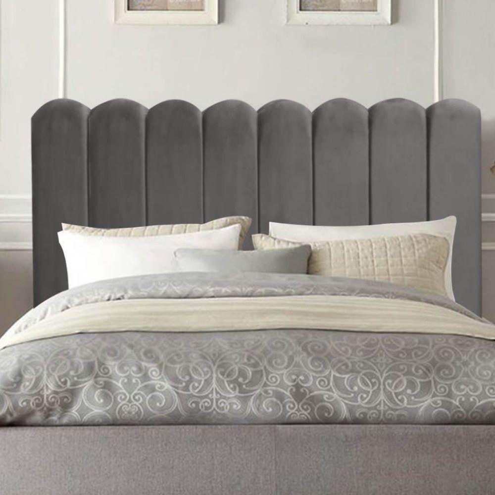 Cabeceira Nuvem Cama King 195 Cm Alanis Suede Cinza Escuro