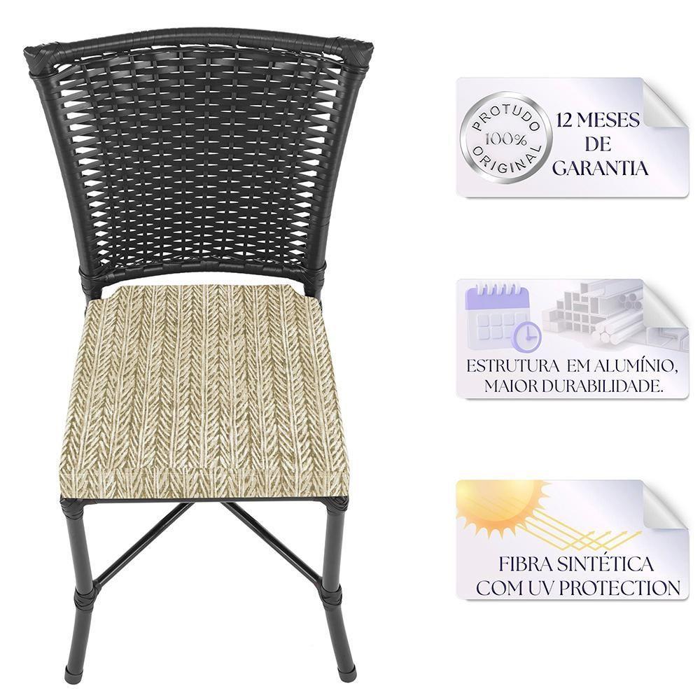 Miniatura Kit 3 Cadeiras Cozinha Sala De Jantar Varanda Em Alumínio E Estofado Impermeavel Turquia Preta Z24