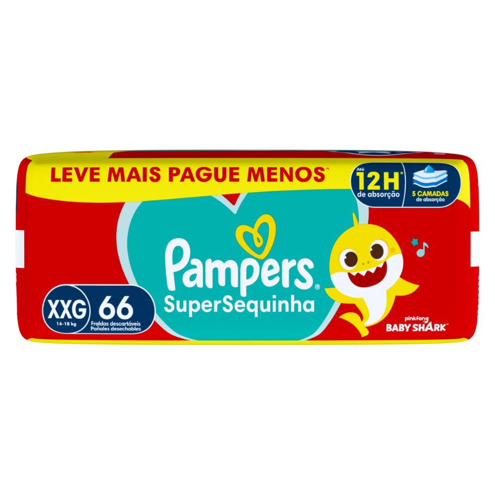 Miniatura Fralda Pampers Super Sequinha XXG 66 Unidades