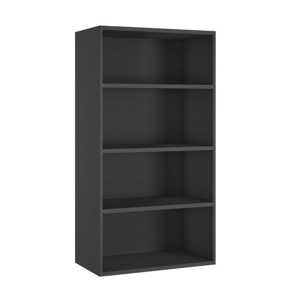 Cozinha Modulada em Aço 7 Peças com Paneleiro Forno e Cristaleira Rodapé em PVC Exclusive Grafite/Preto Matt