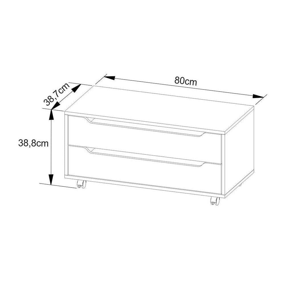 Miniatura Gabinete De Banheiro Com Rodizio Bn3643 Sem Cuba 2 Gavetas 80cm Branco - Tecno Mobili