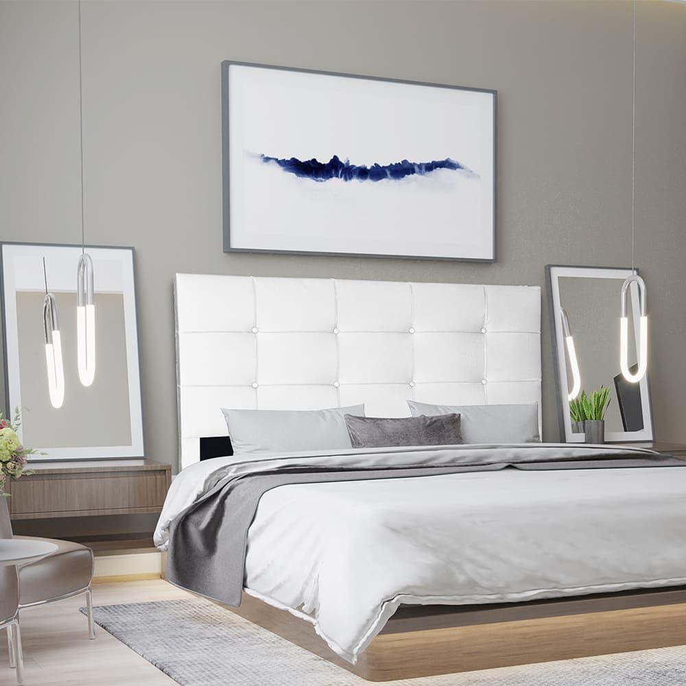 Miniatura Cabeceira Cama Box King Size 195cm Roma Tecido Sintético Branco Dal Poz Estofados
