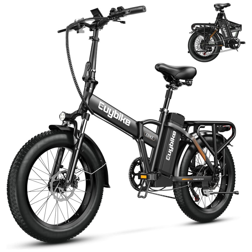 Miniatura Bicicleta Elétrica Dobrável Bluebiko F6B com Motor Brushless 750W (Pico 1000W), Bateria Removível 48V 20Ah, Freios a Disco Duplos e Sistema de
