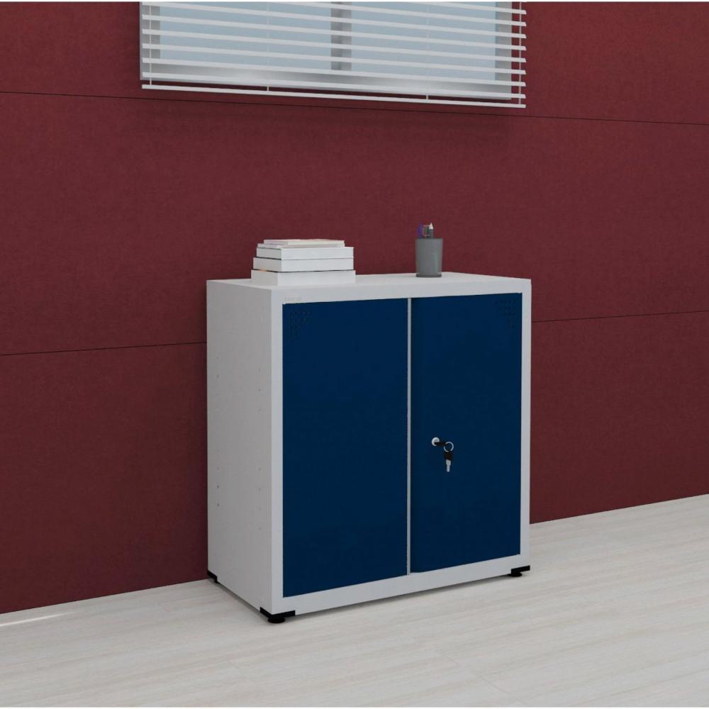 Miniatura Armário de Aço 2 Portas AP406SL Pandin Móveis Cinza/Azul Del Rey