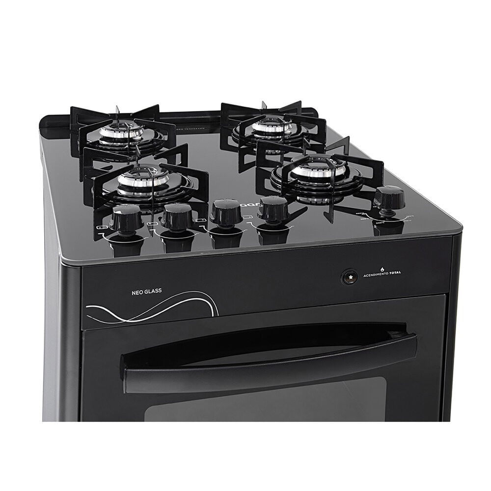 Miniatura Fogão a Gás 4 Bocas Suggar Neo Glass 4 Queimadores Preto - Bivolt