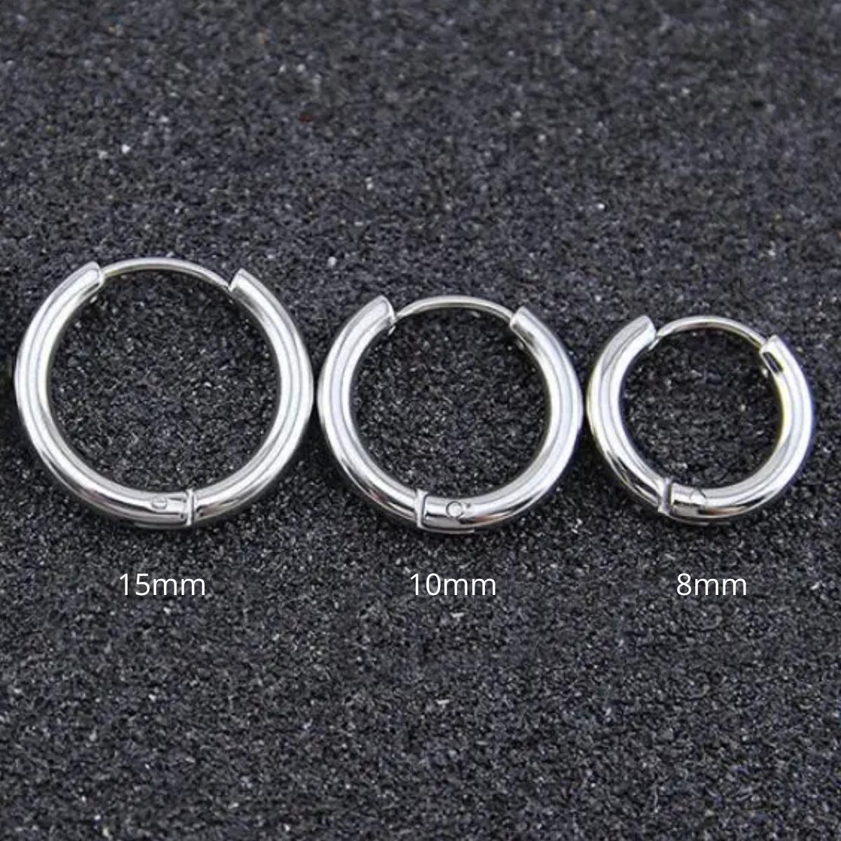 Miniatura Brinco Masculino Argola Liso Fina Prata Pequena Aço Inox