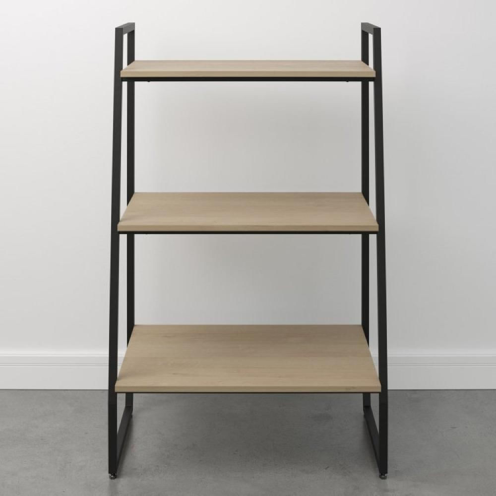 Miniatura Conjunto 2 Estantes Baixas 3 Prateleiras Estilo Industrial Concept CabeCasa MadeiraMadeira Acácia/Preto