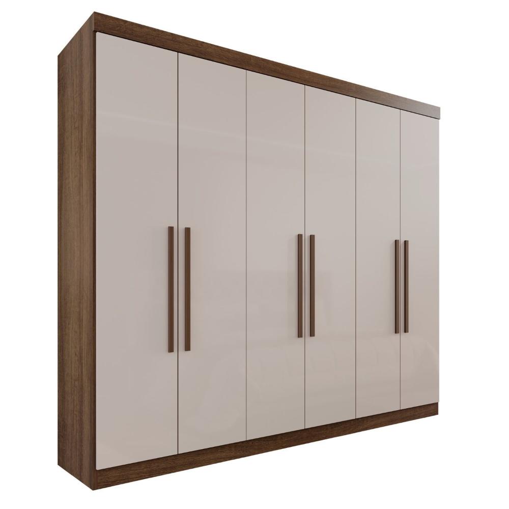 Guarda-roupa Casal 6 Portas 3 Gavetas Roma Espresso Móveis Imbuia/Off White
