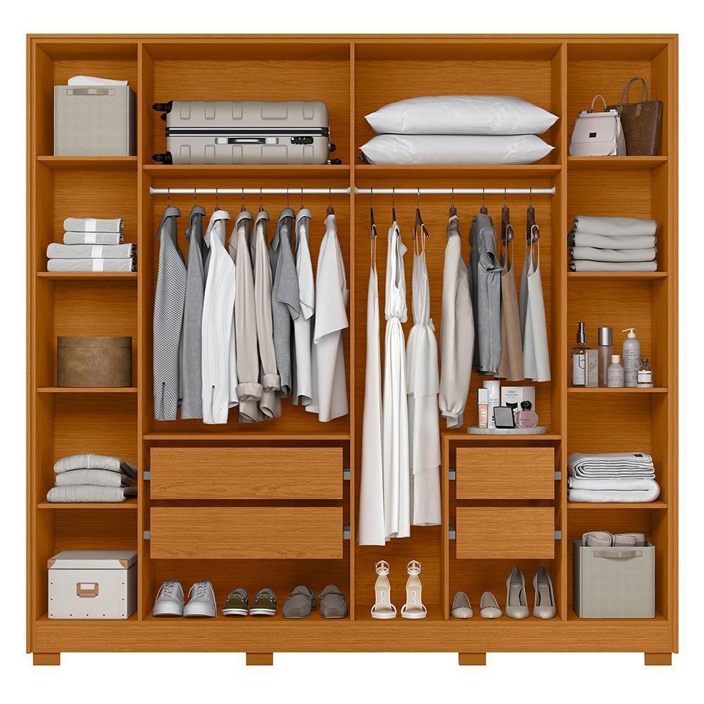 Miniatura Guarda Roupa Casal Deville Ripado 6 Portas Cinamomo - Móveis Albatroz Cinamomo