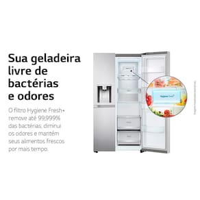 Geladeira LG Side by Side Inverter GC-X257CSH Frost Free com Tecnologias InstaView, UVnano, Thinq e Craft Ice Aço Escovado - 598 L 110V