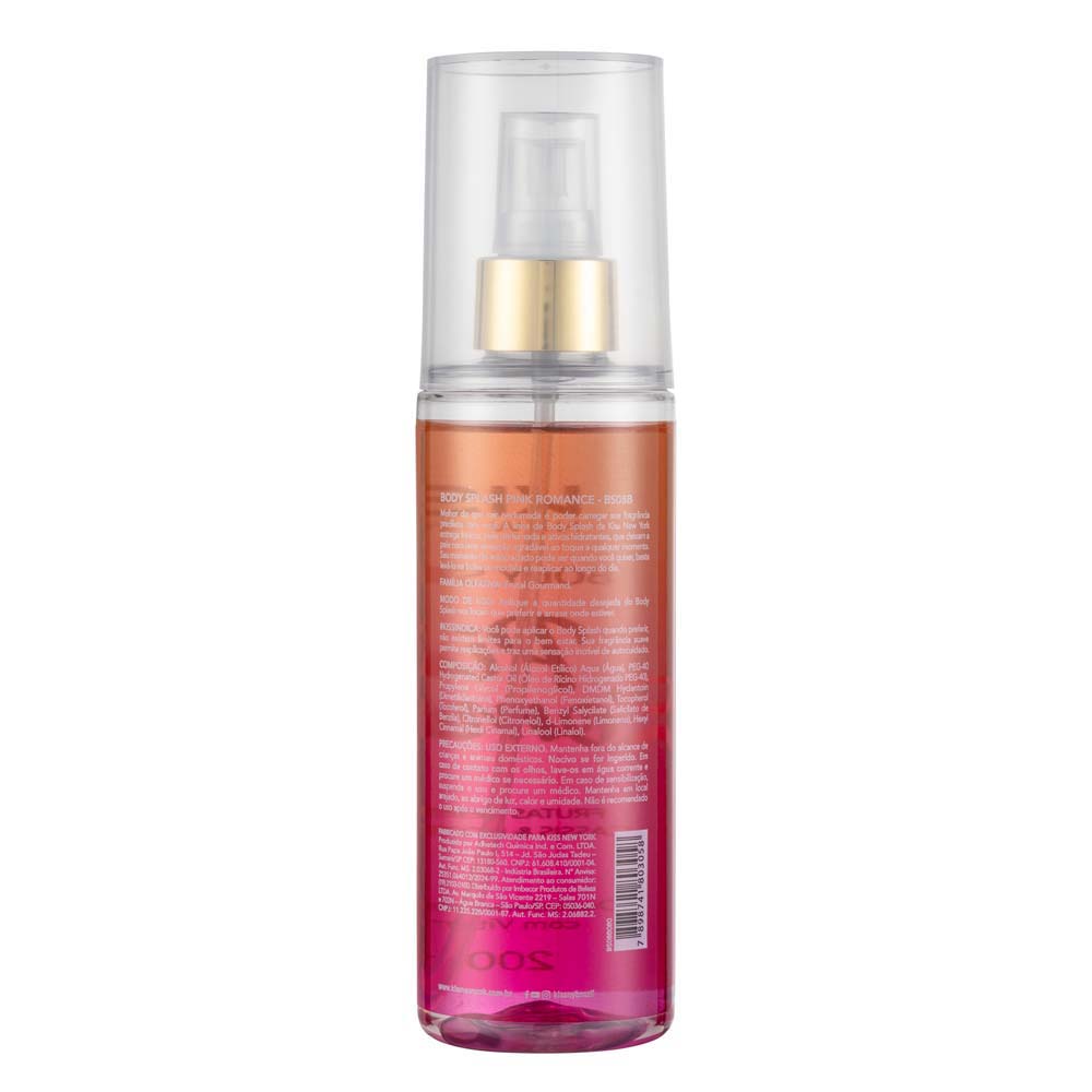 Miniatura Pink Romance Kiss New York - Perfume Feminino - Body Splash 200ml