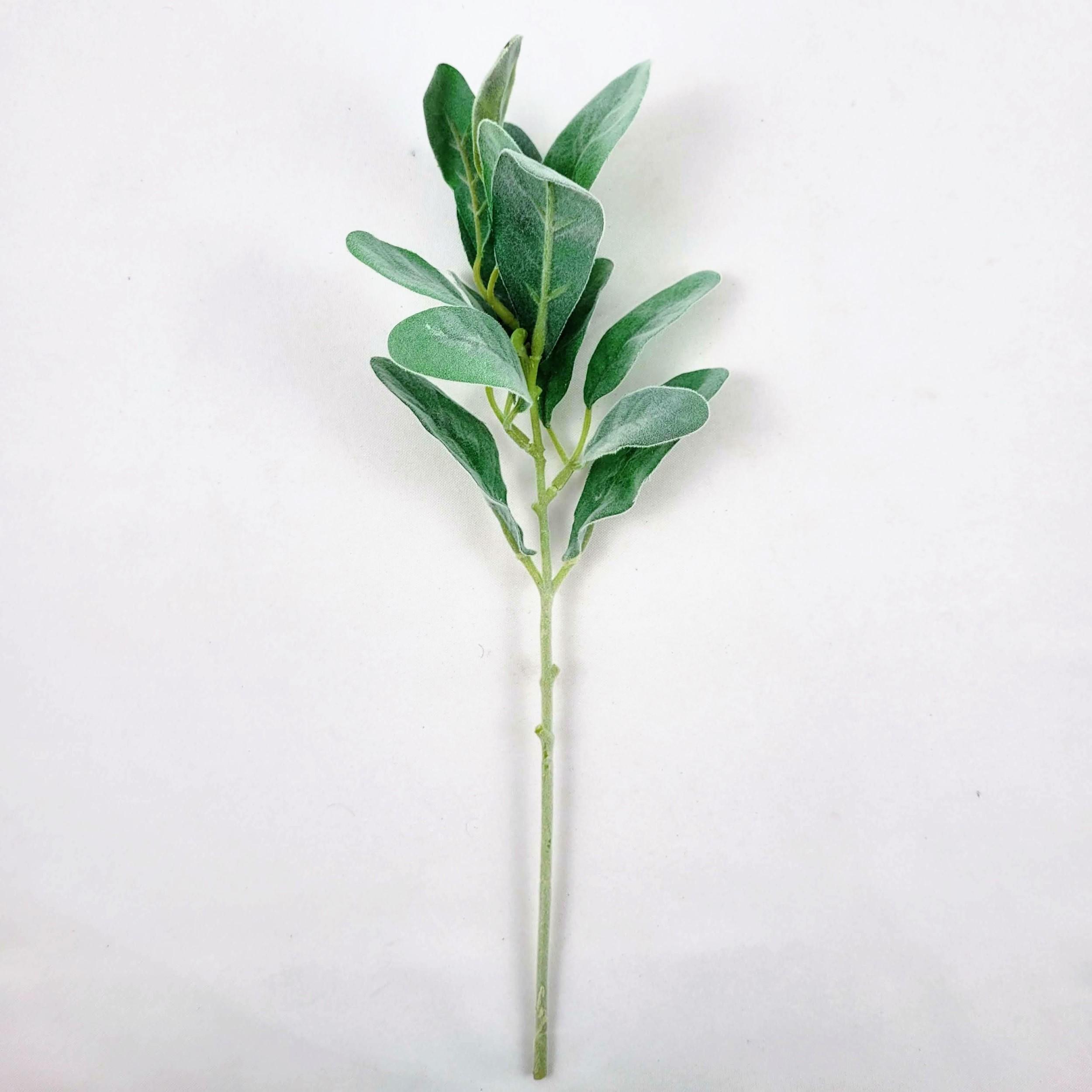 Miniatura Folha De Orelha De Cordeiro Flocada 37Cm Planta Artificial