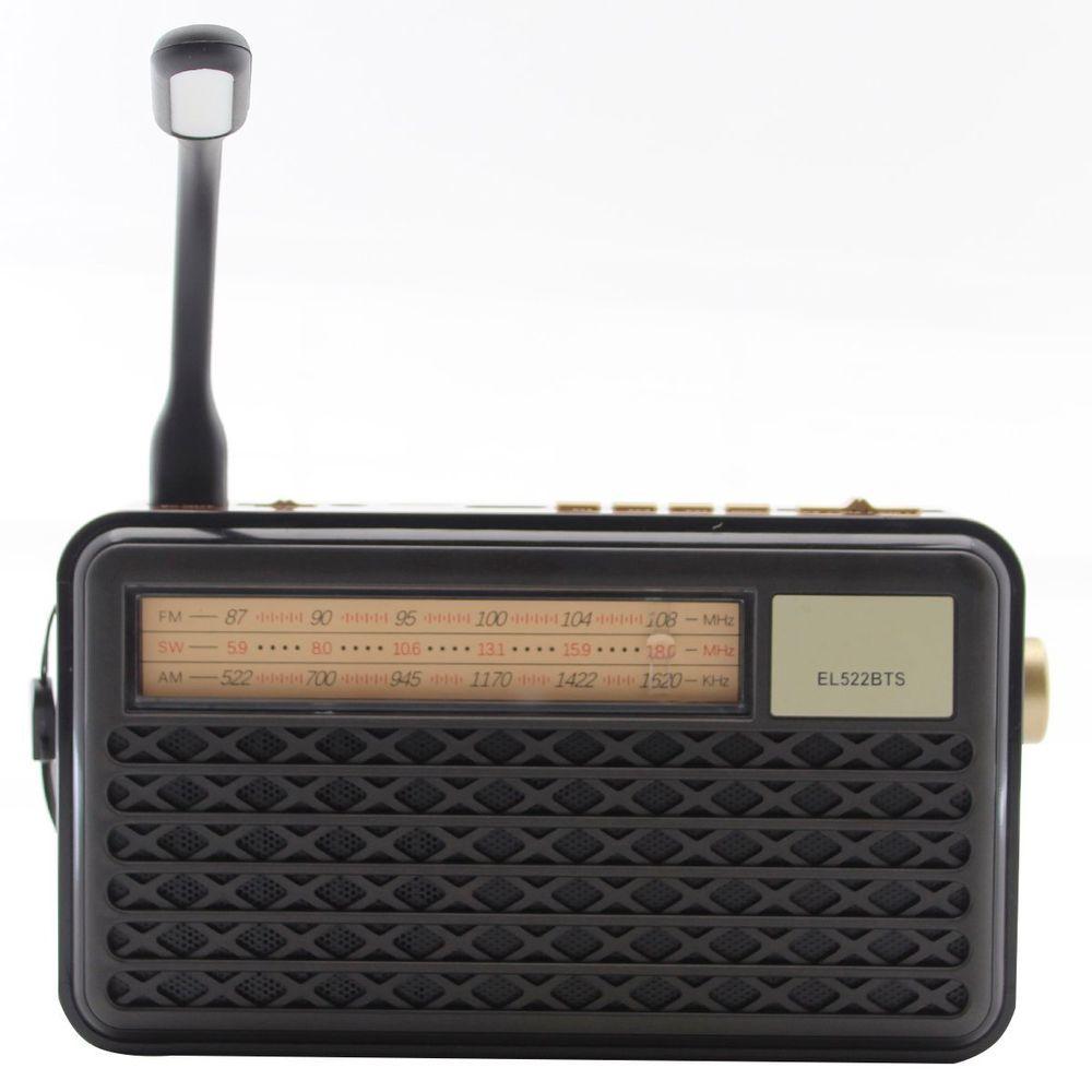 Miniatura Caixa De Som Bluetooth Com Painel Solar Rádio Fm El522 Preto