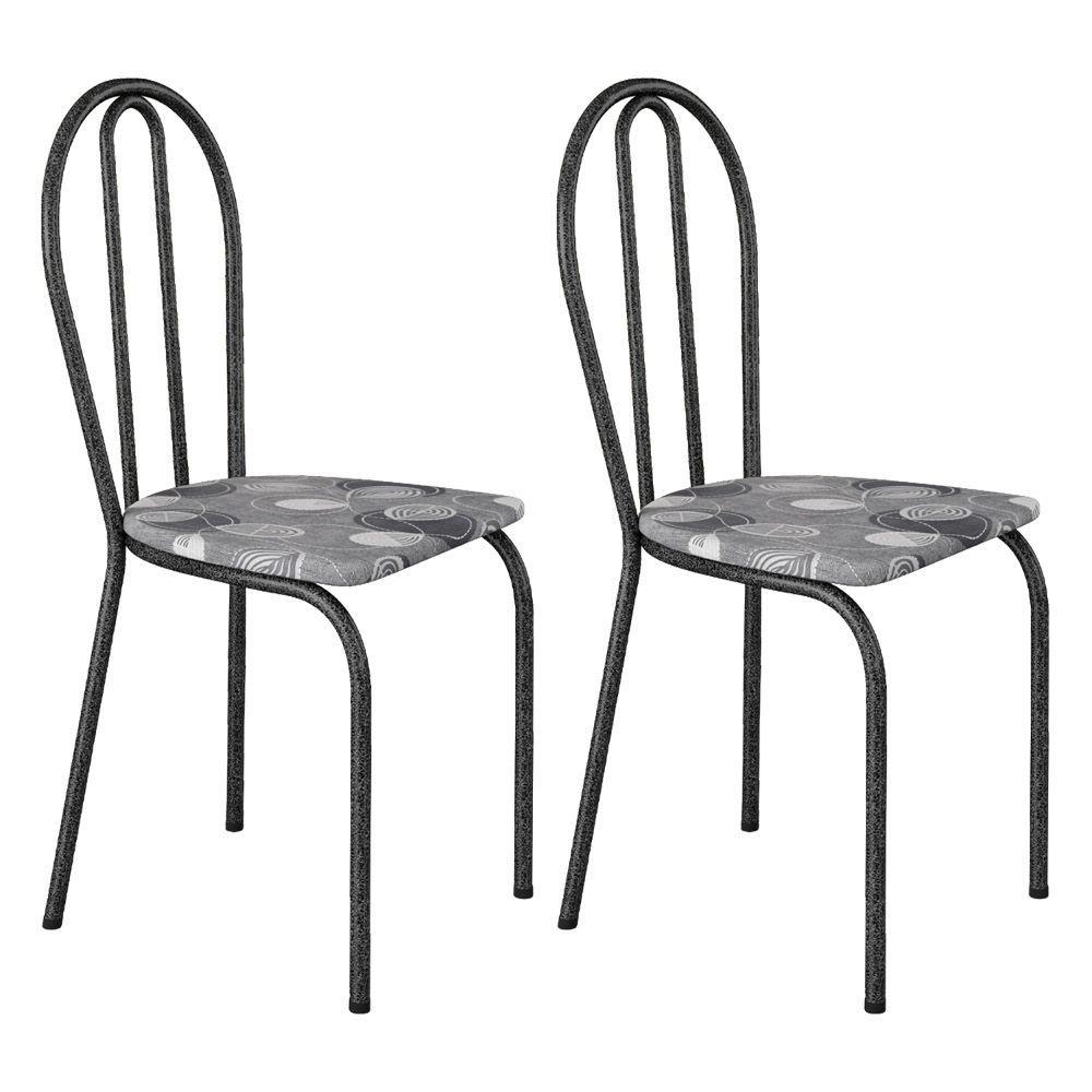 Miniatura Kit 2 Cadeiras De Cozinha Texas Estampado Pará Pés De Ferro Cromo Preto - Pallazio