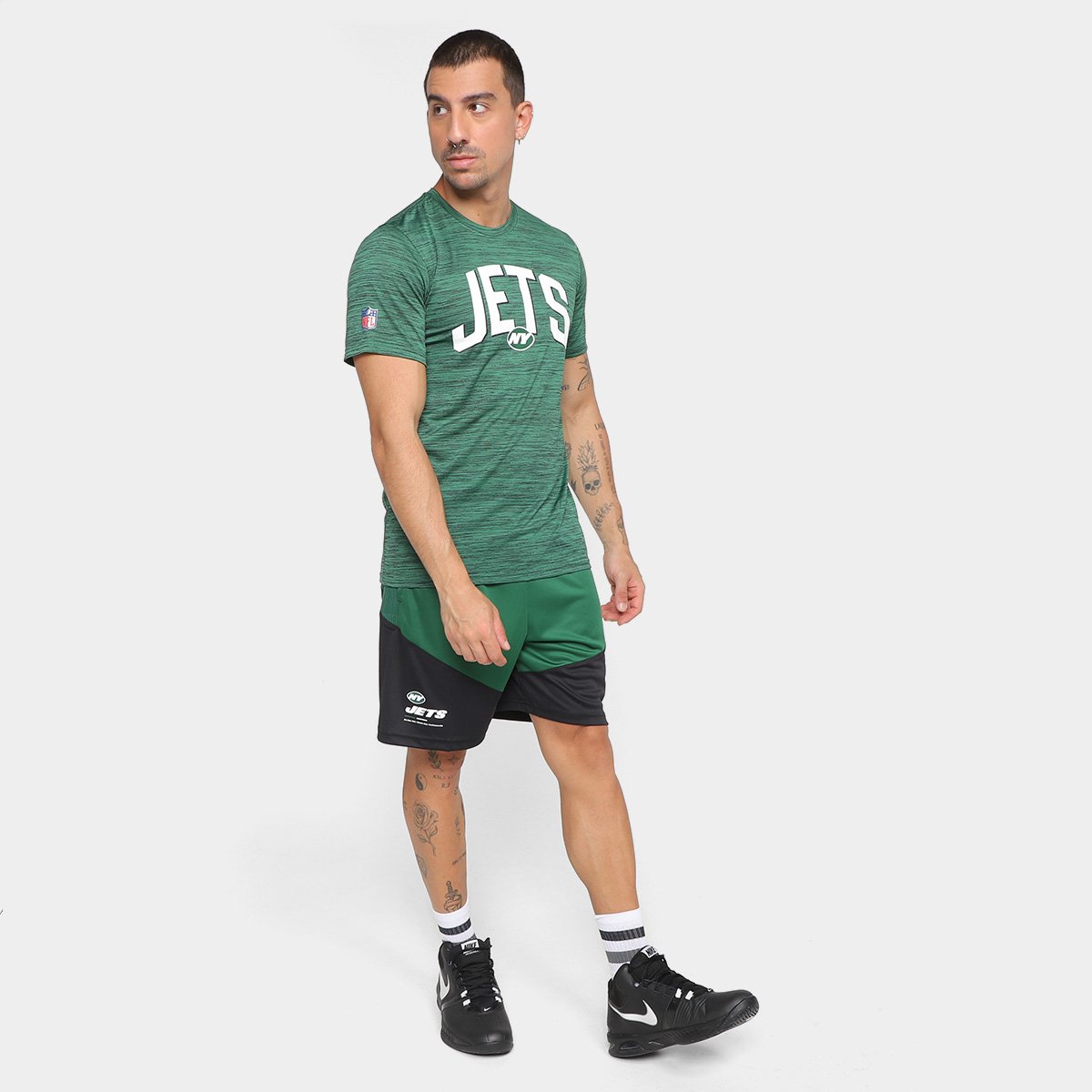Miniatura Bermuda Nike New York Jets Dri-FIT Knit Masculina Verde+Preto - EGG