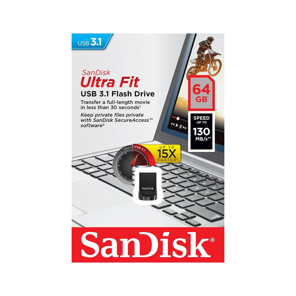 Miniatura Pen Drive Sandisk Ultra Fit Z430 3.1 Flash Drive 64GB