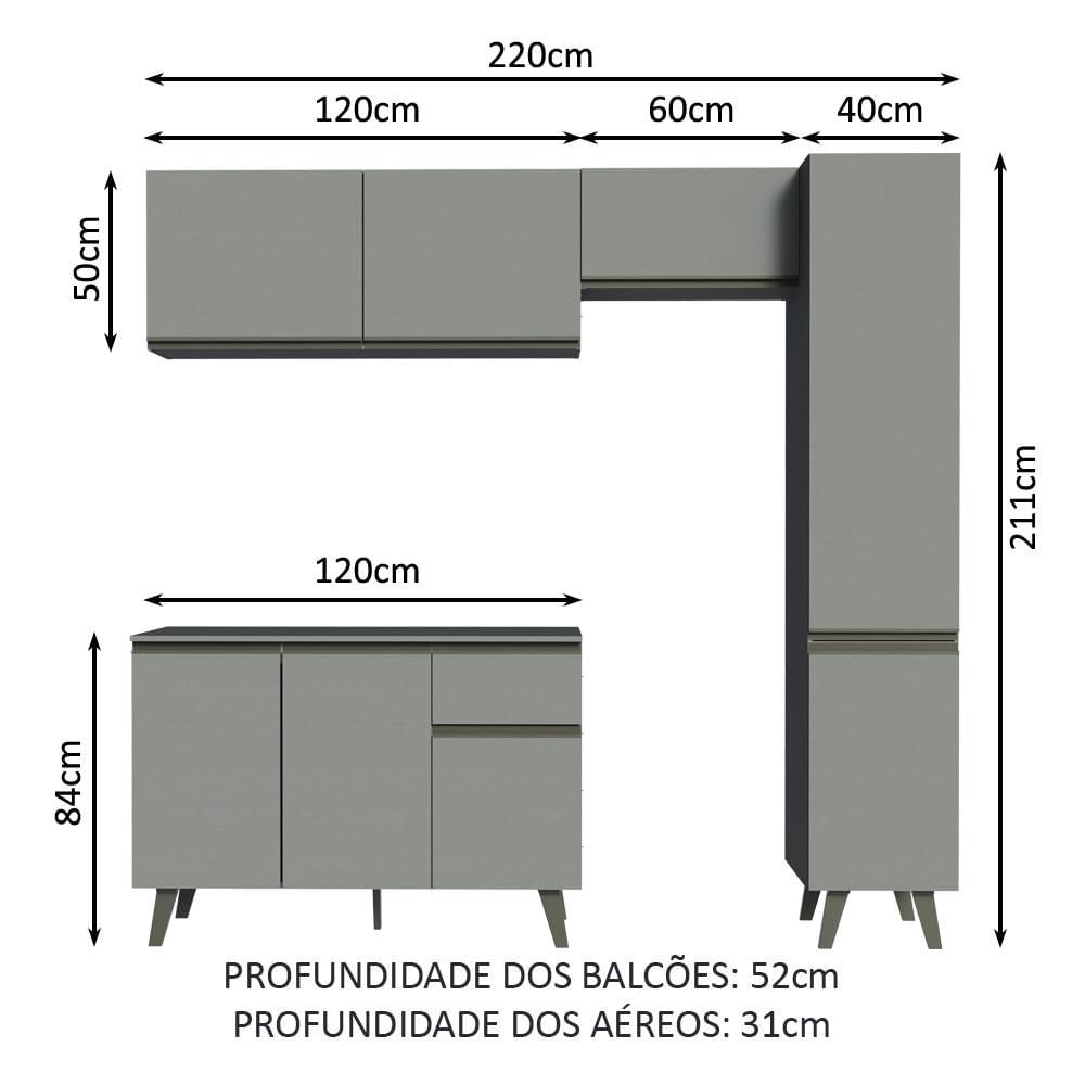 Miniatura Armário de Cozinha Completa 220cm Cinza Nice Madesa 03 Cinza
