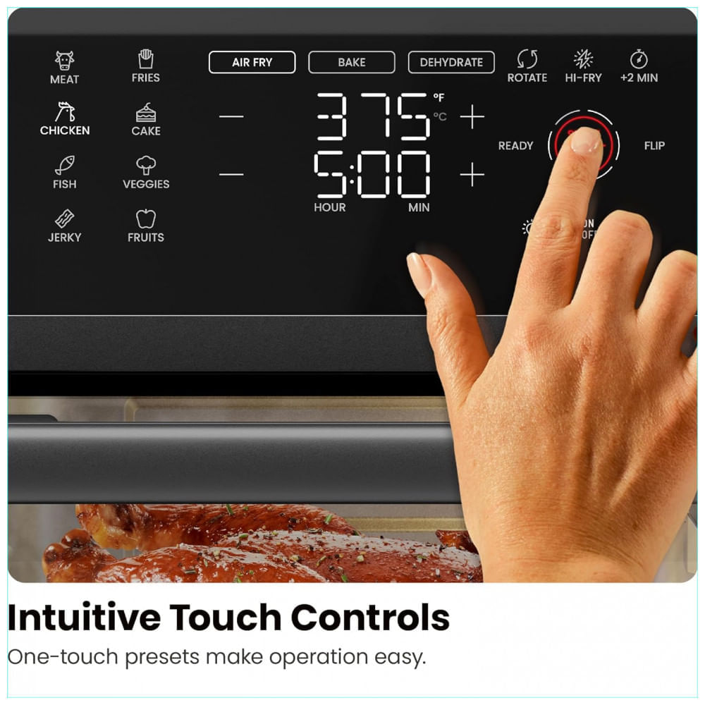 Miniatura Forno Fritadeira AirFryer 6 em 1 com 12 Predefinições, Rotisserie e Desidratador, 110V 1700W, Chefman, Preto